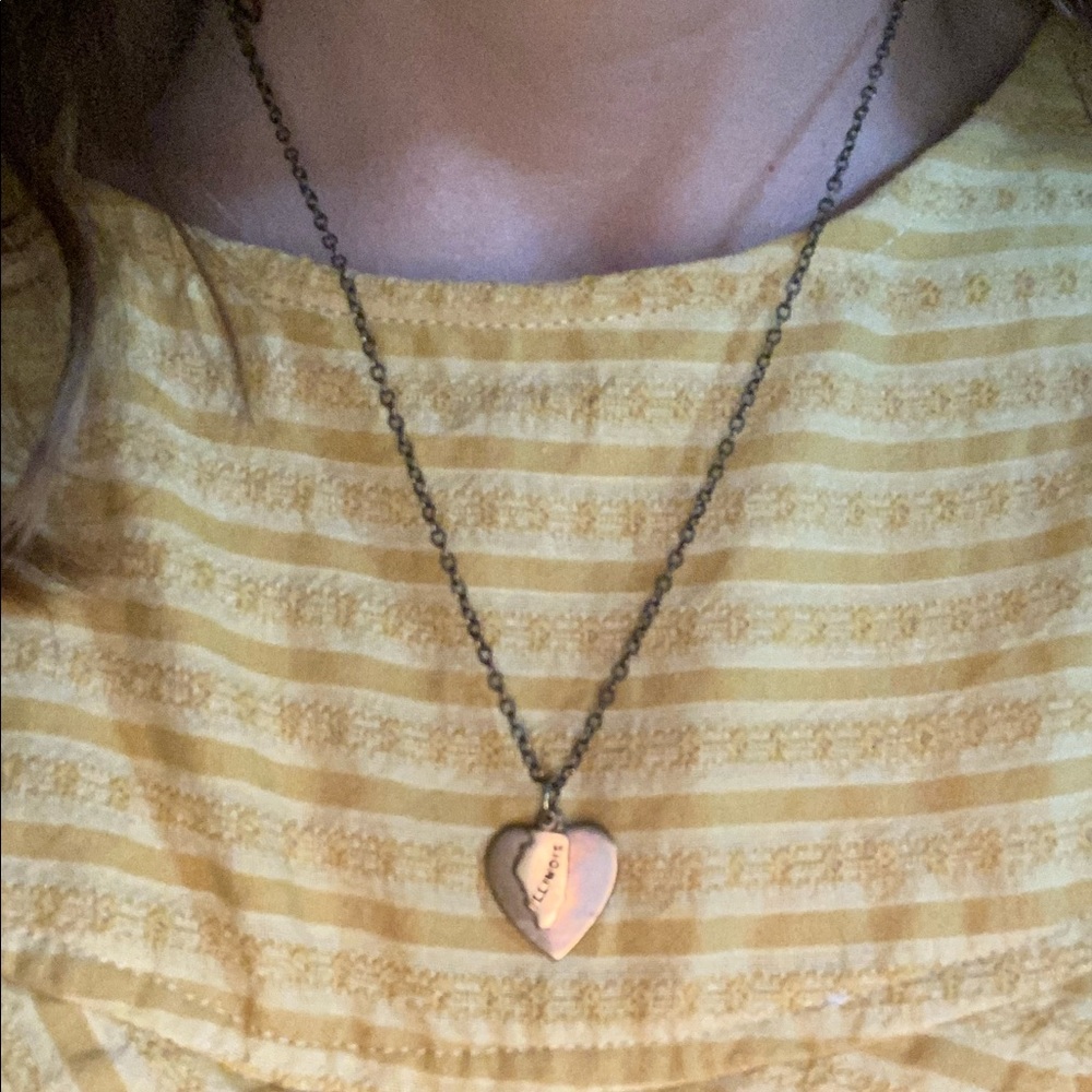 Handmade Illinois Heart Charm Necklace